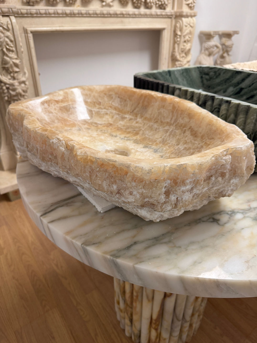 Thumbnail: Onyx Carved Designer Basin Sink