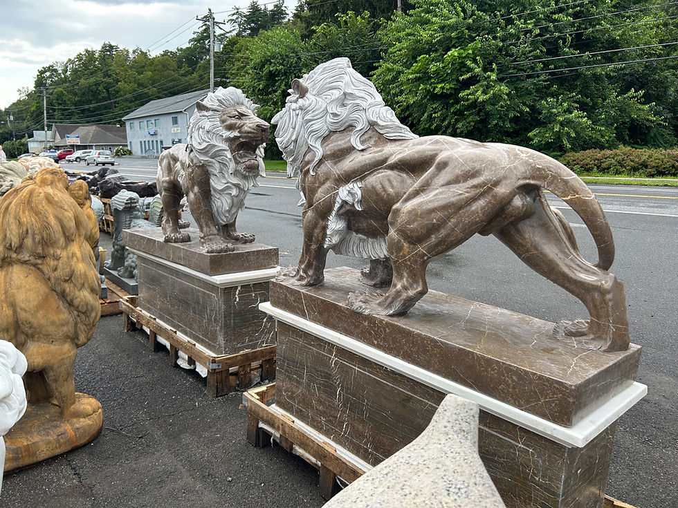 Thumbnail: Beautiful Carved Marble Estate Lions