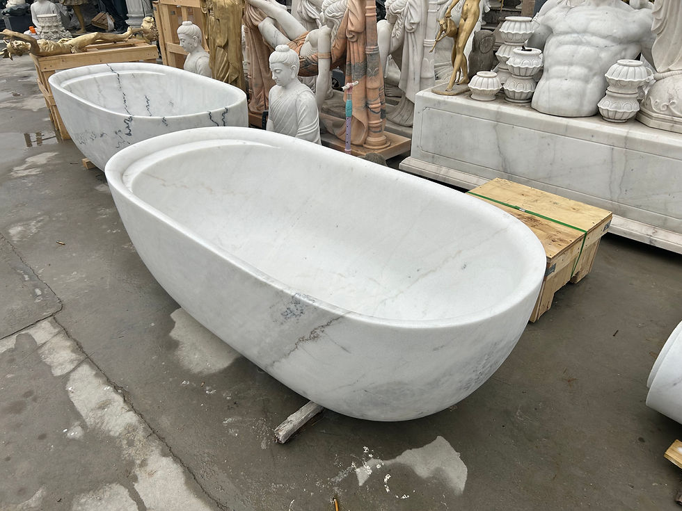 Thumbnail: Carved Marble Designer Soaking Bathtub
