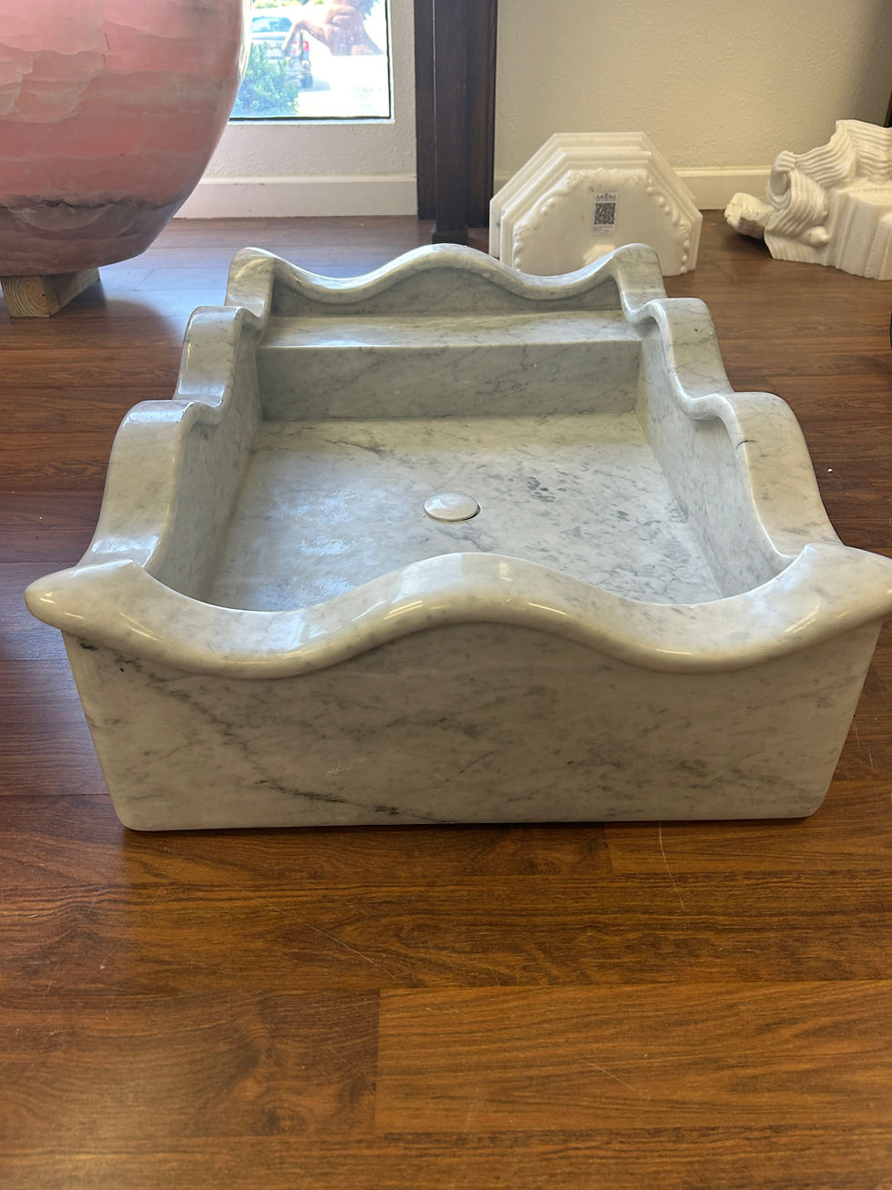 Thumbnail: Scalloped Edge Italian Marble Vanity Sink