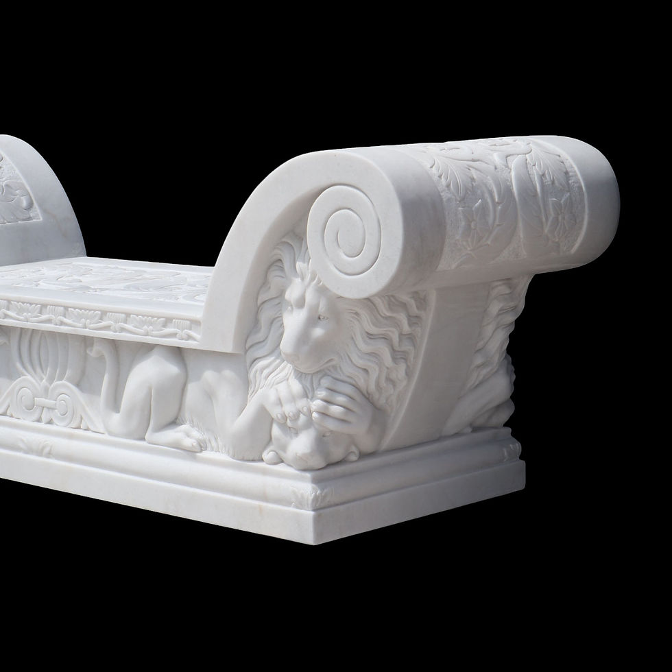 Thumbnail: Heavy Carved Marble Carved Lion Bench