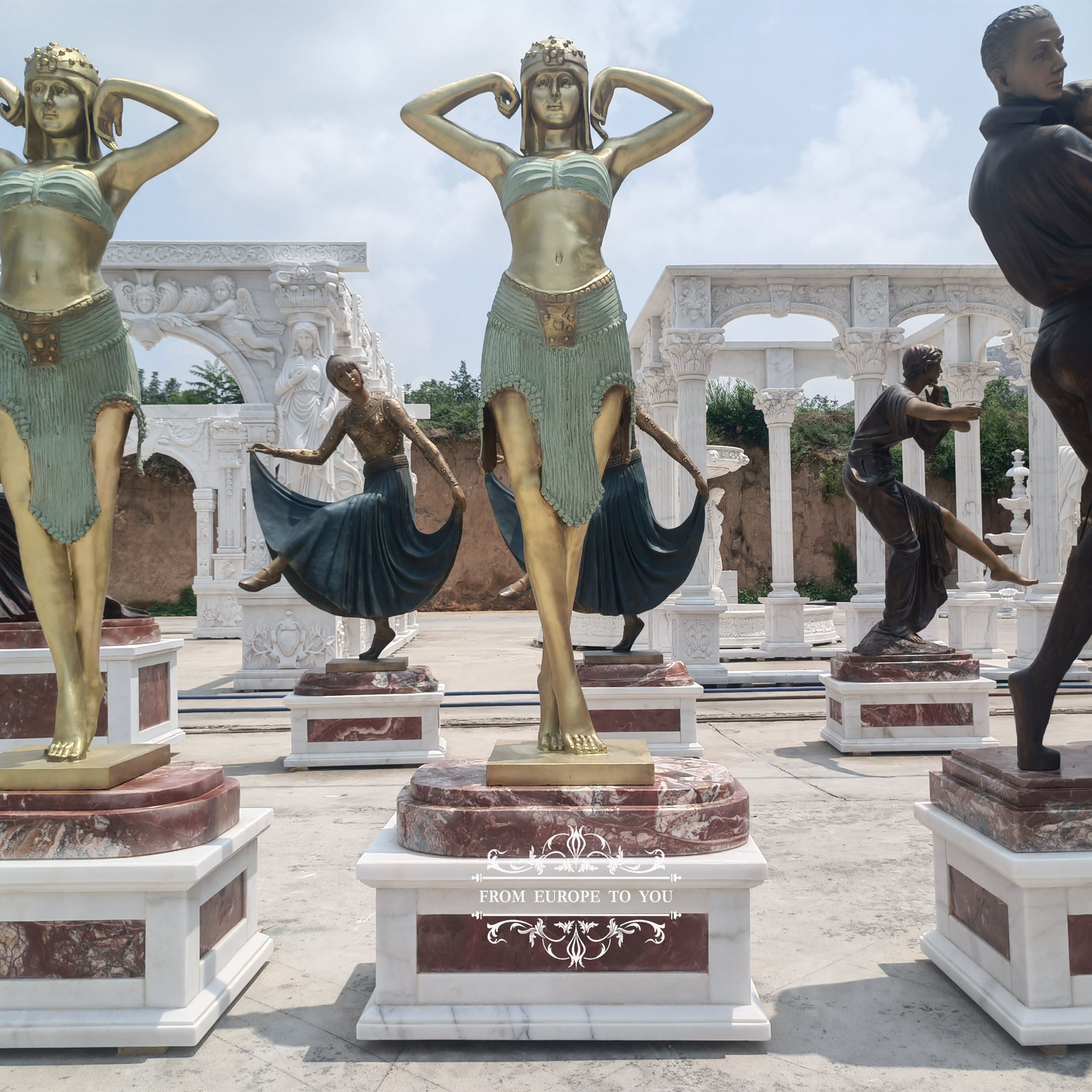 Bronze and Marble Exotic Egyptian Style Statue