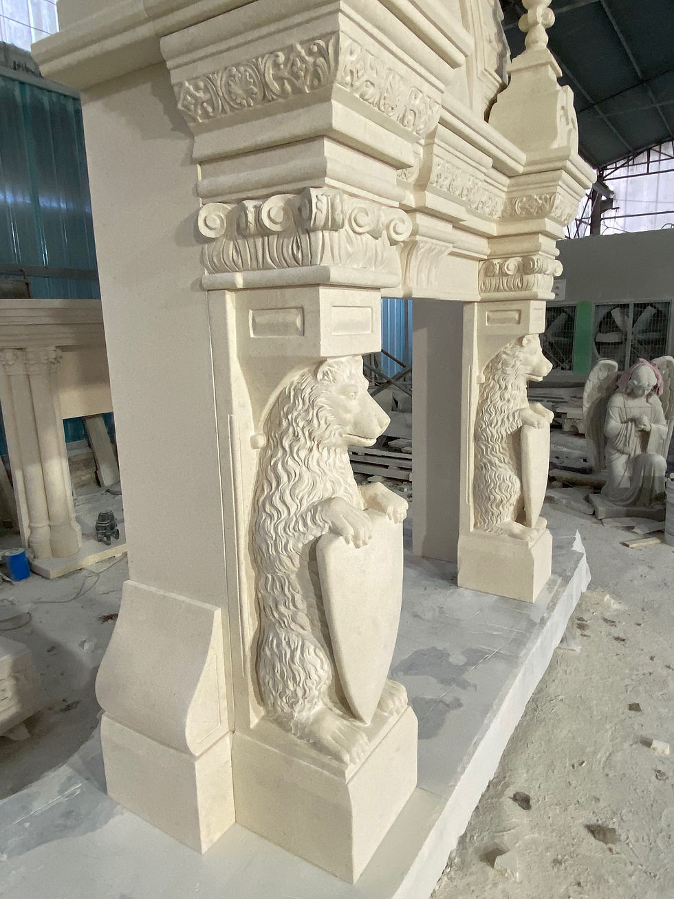 Thumbnail: Monumental Estate Carved Fireplace Mantel