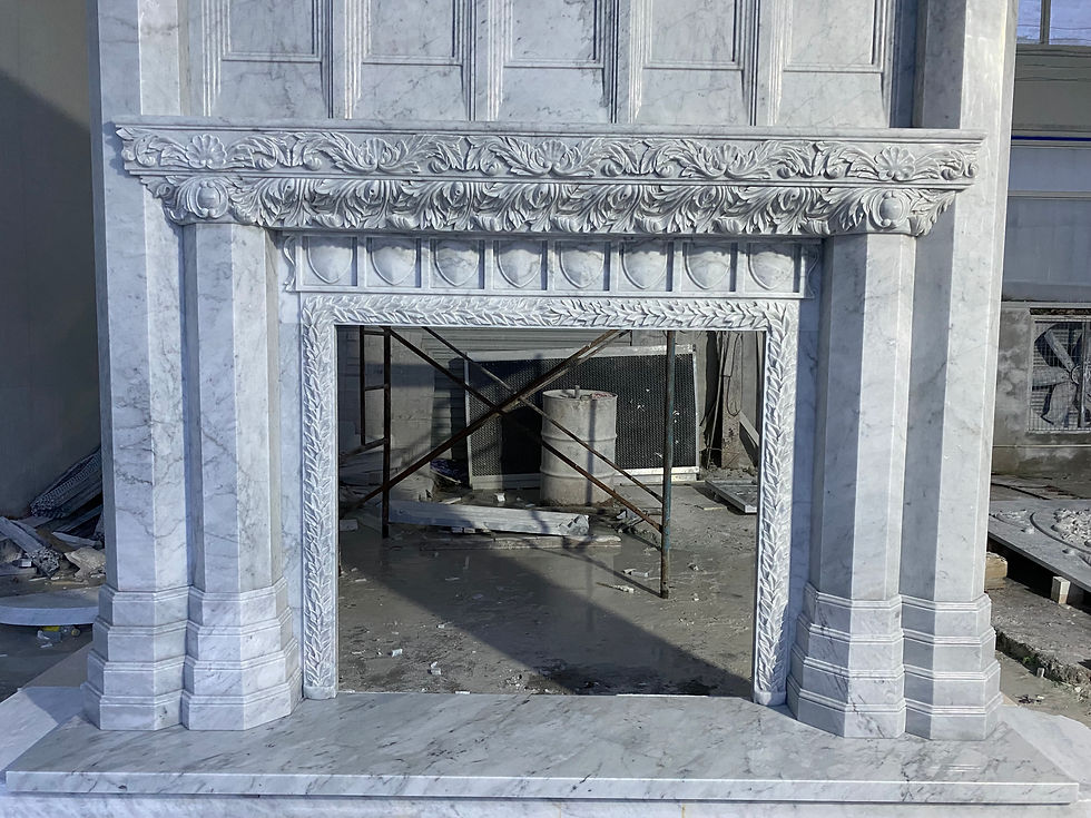 Thumbnail: Gothic Carved Marble Carrara Fireplace Mantel