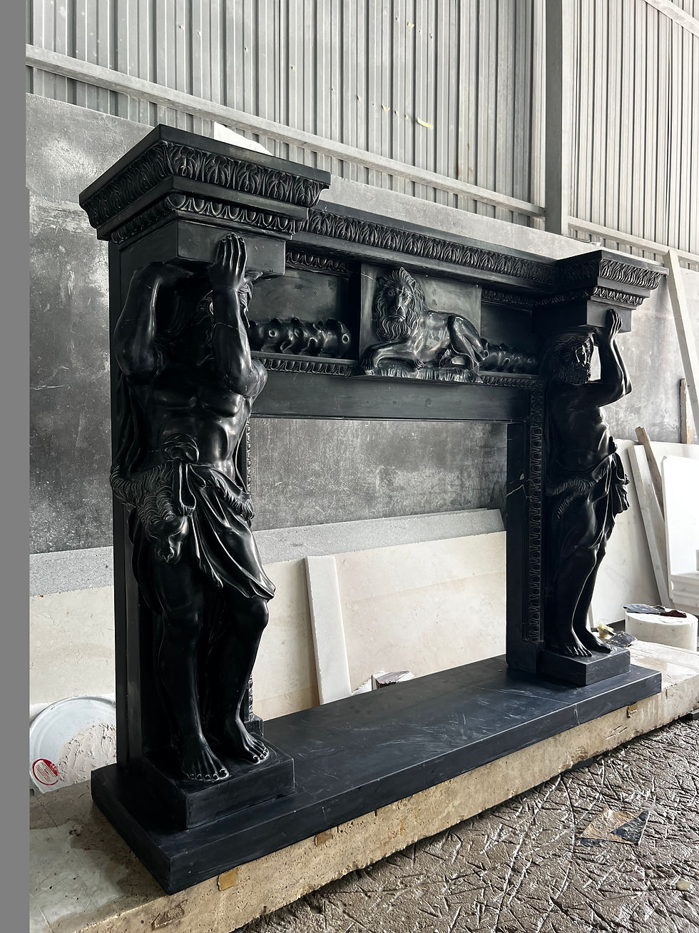 Thumbnail: Figurative Carved Marble Fireplace Mantel