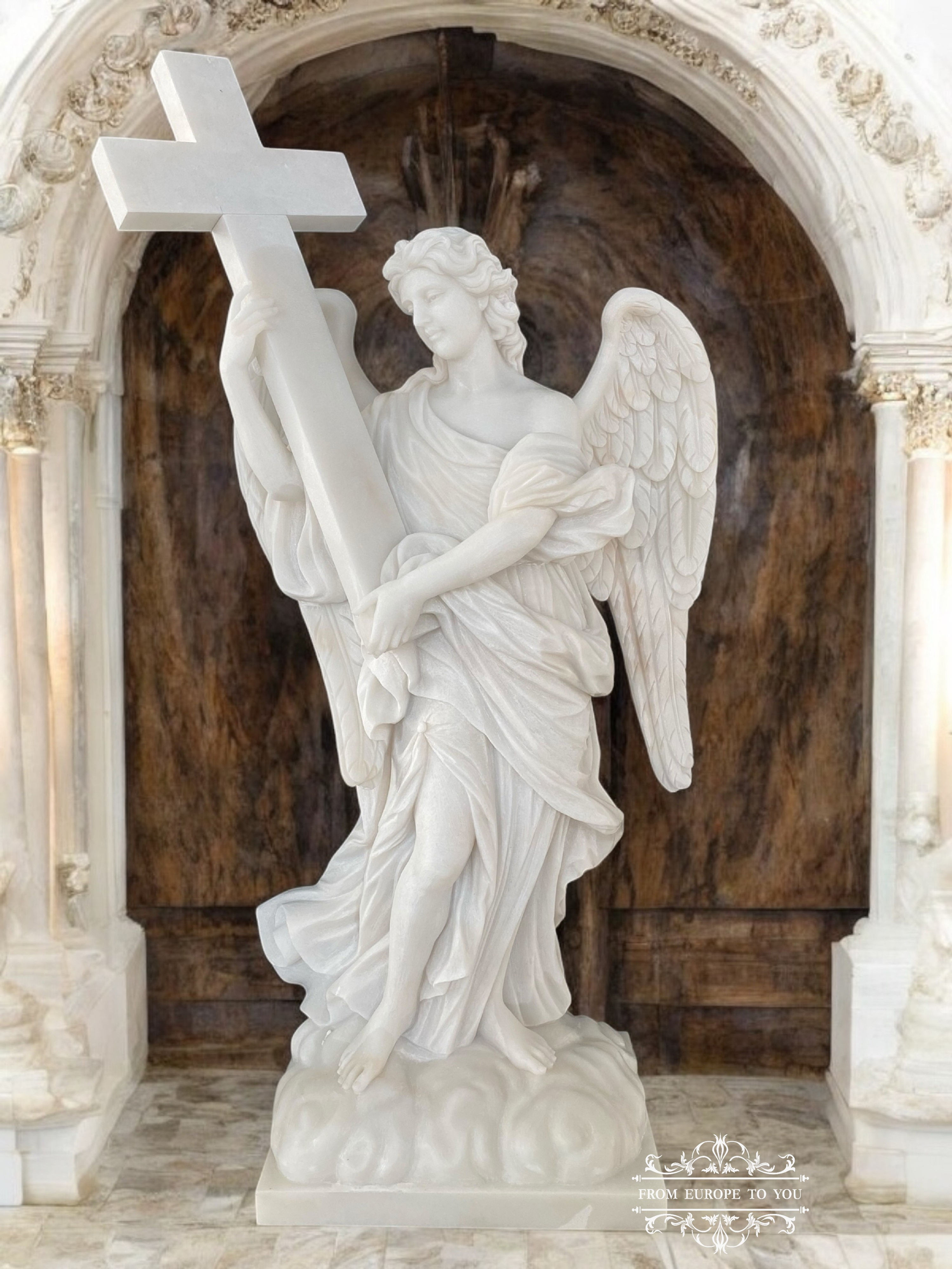 Carved Marble Large Angel Statue