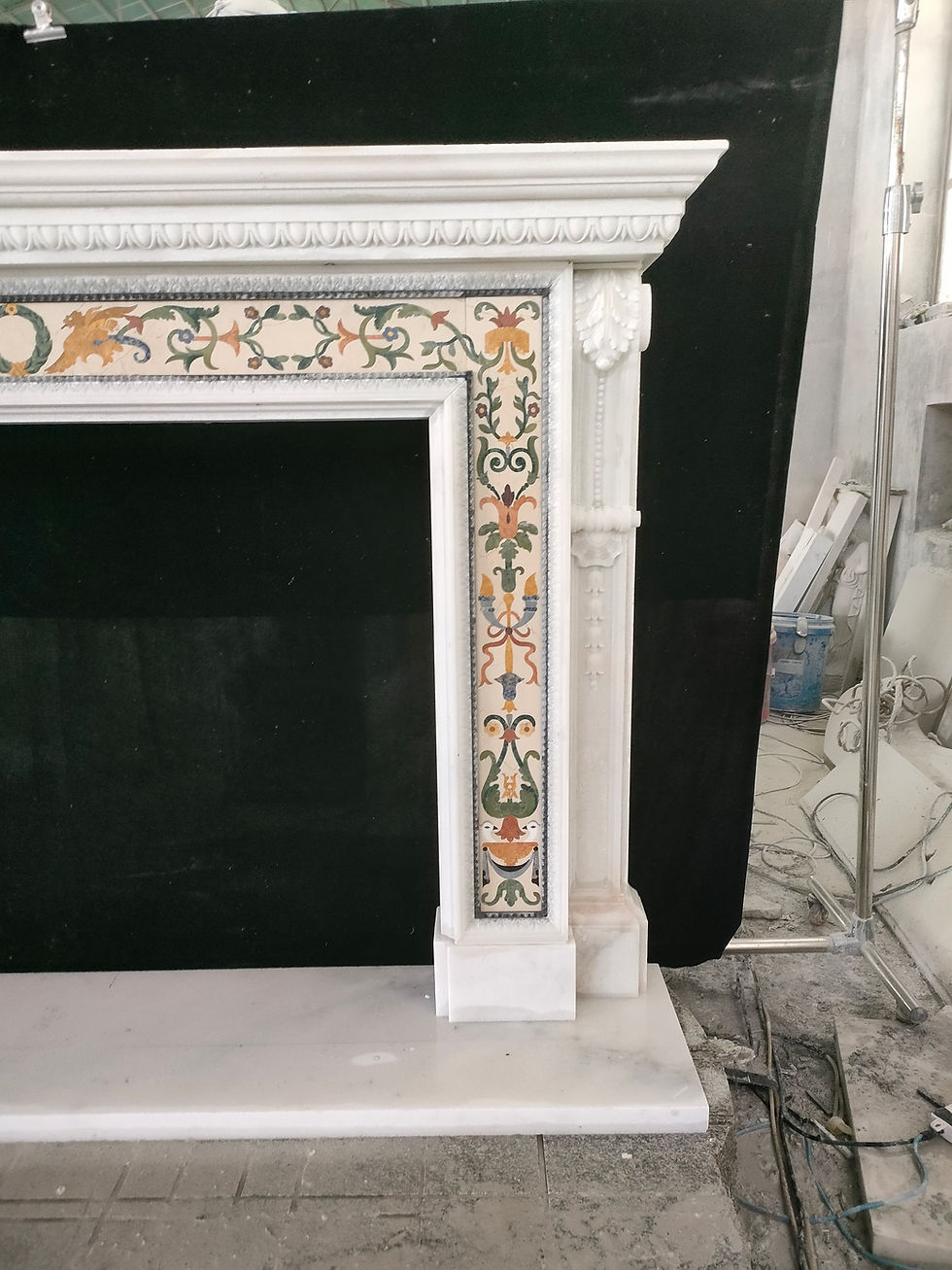 Thumbnail: Beautiful Inlaid Marble Fireplace Mantel
