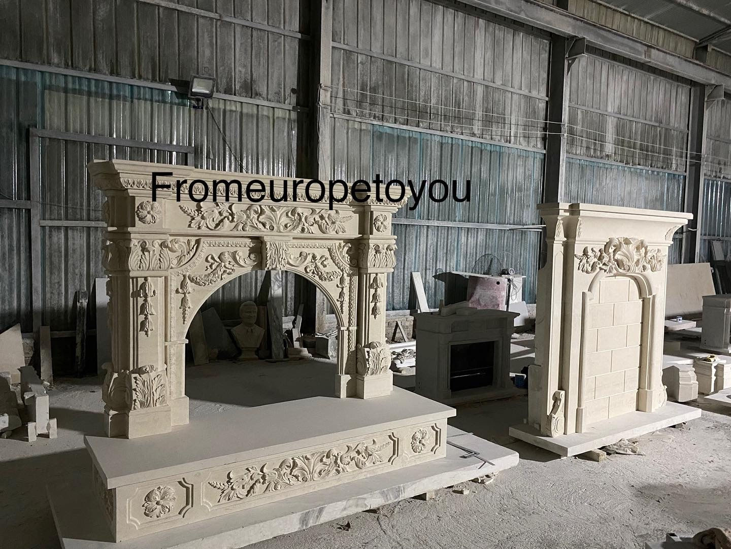Limestone Monumental Fireplace Mantel