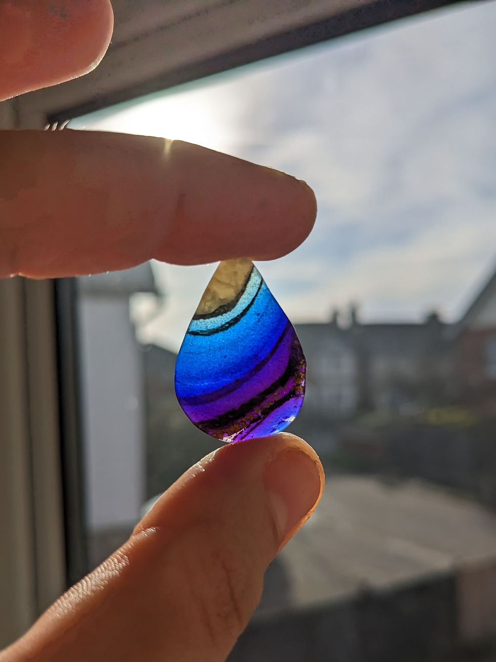 Thumbnail: Blue Agate Marble Teardrop Earrings