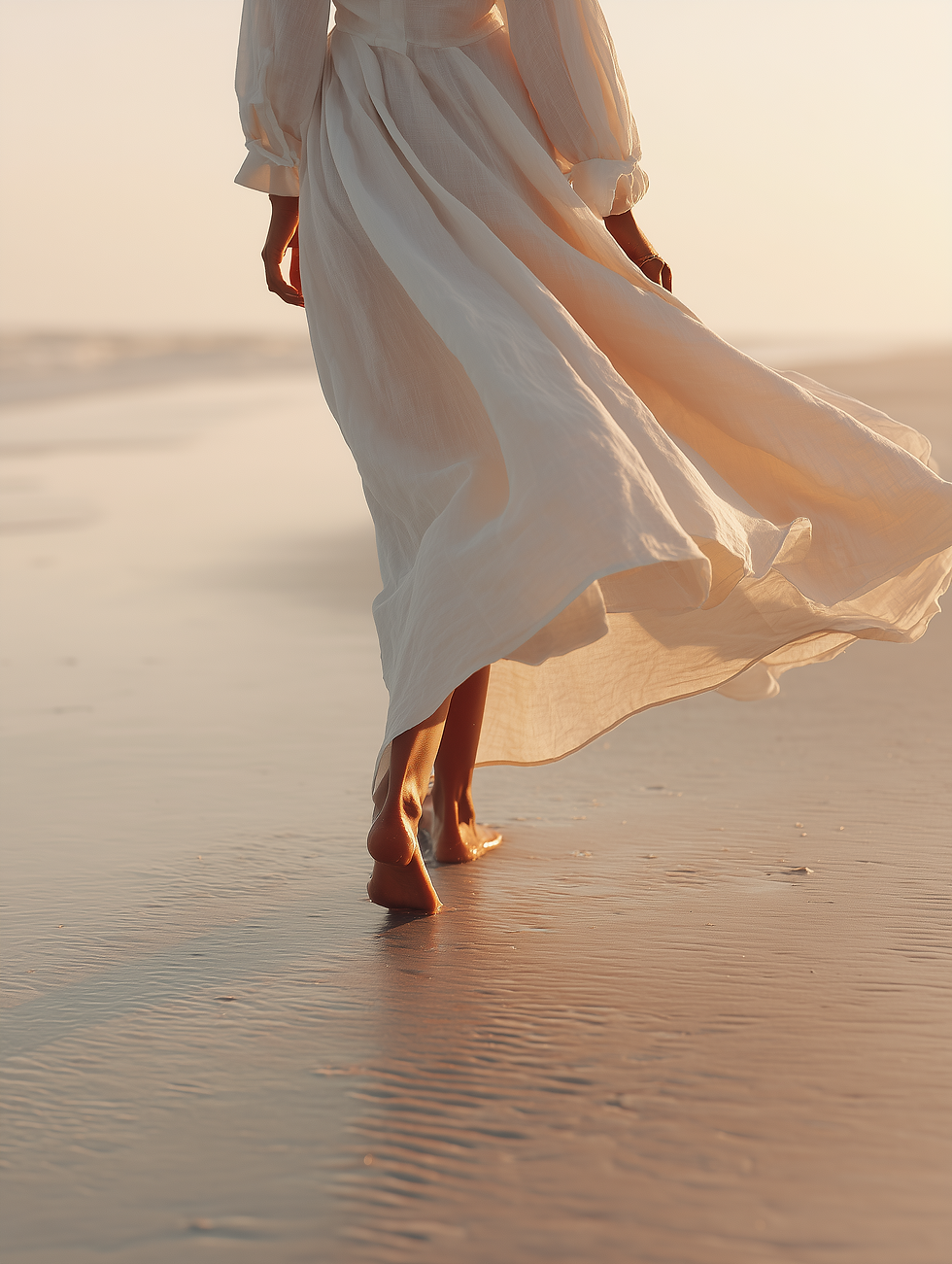 woman walking on beach