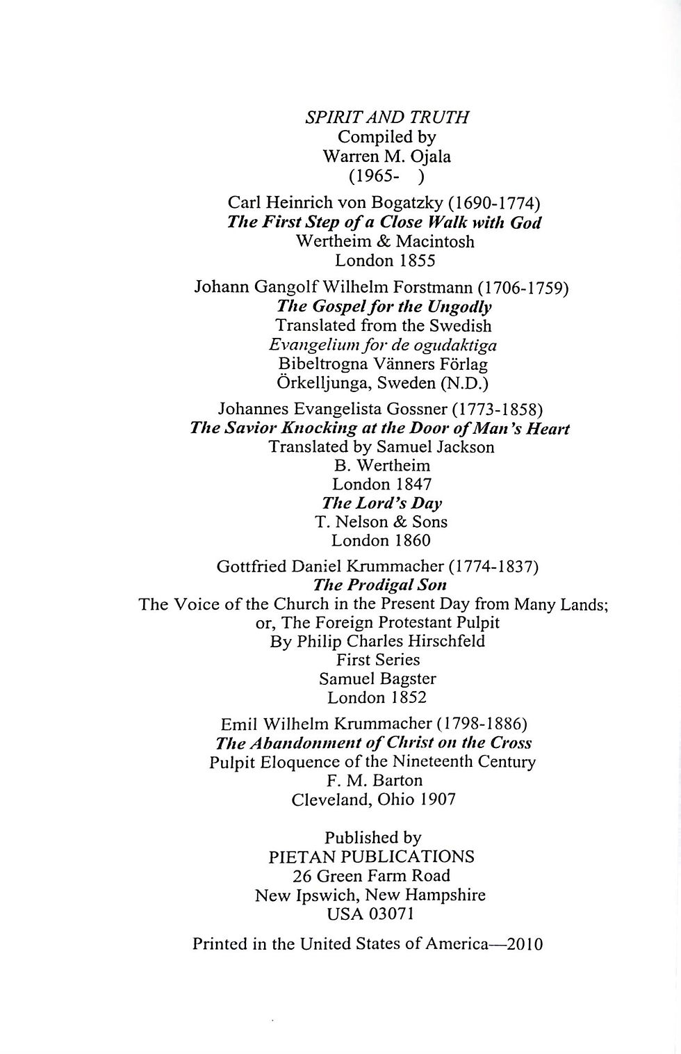 Thumbnail: Spirit and the Truth, compiled by Warren Ojala