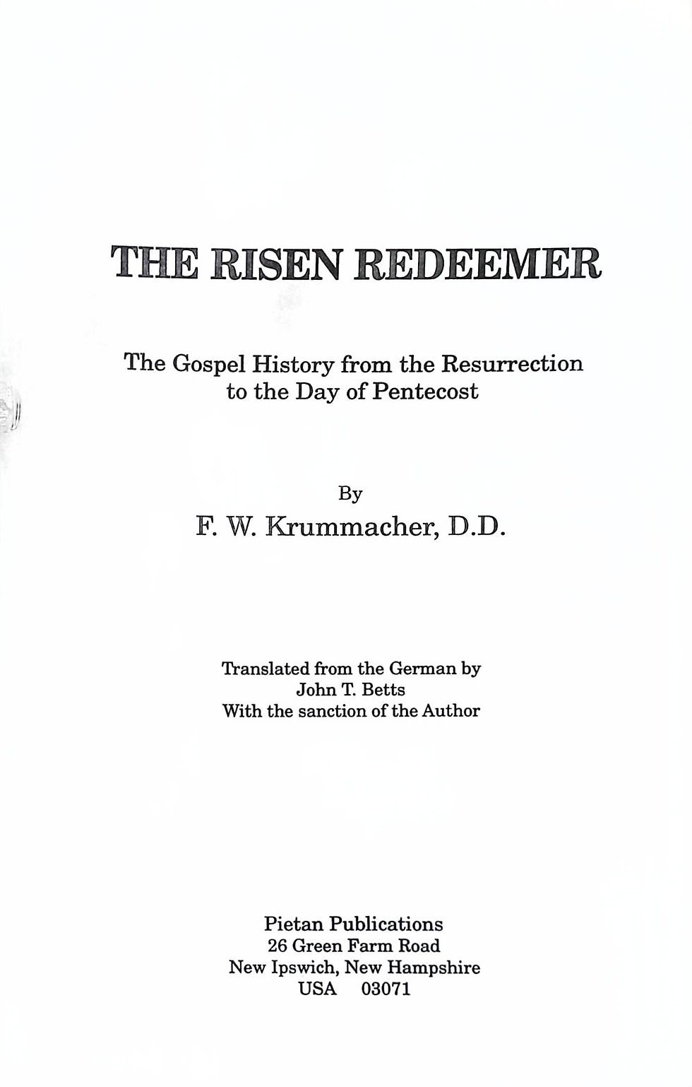 Thumbnail: The Risen Redeemer F.W. Krummacher