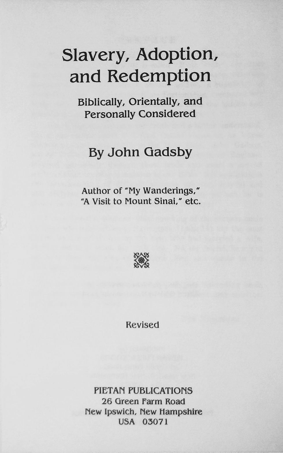 Thumbnail: Slavery, Adoption, And Redemption by John Gadsby