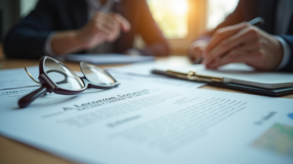 Close-up view of international legal documents and contracts on a desk