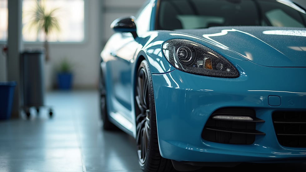 Close-up view of a clean car exterior after mobile auto detailing