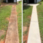 Dirty path before, clean after local power washing