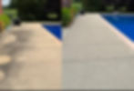 Before/after: local power washing clean concrete path by pool