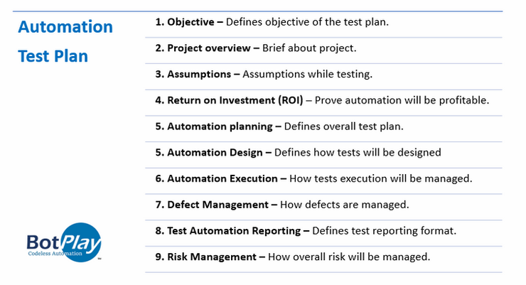 Components of an Automation Test Plan