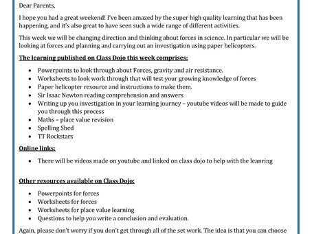 Year 5 - Home Learning 4th May