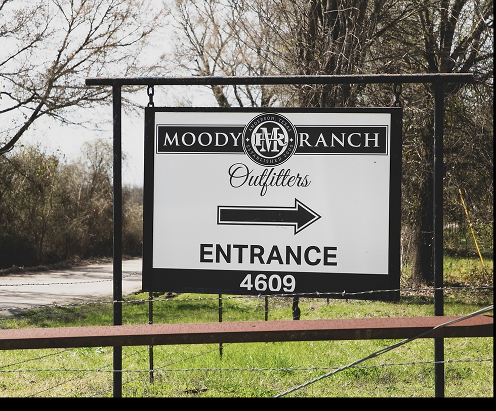 Moody Ranch Outfitters Entrance Sign
