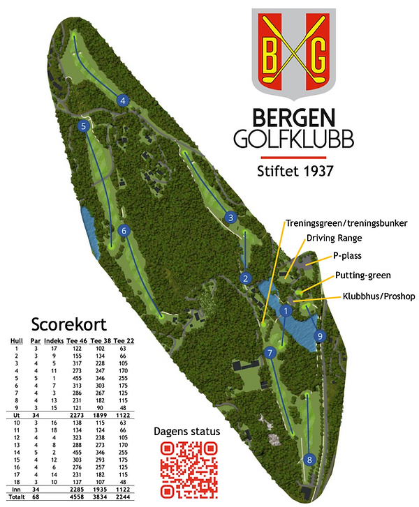 Bergen Golfklubb full course image and scorecard