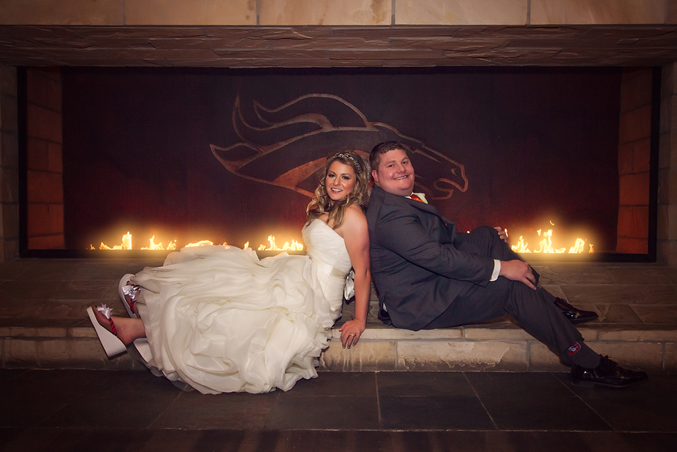 Bronco fireplace wedding