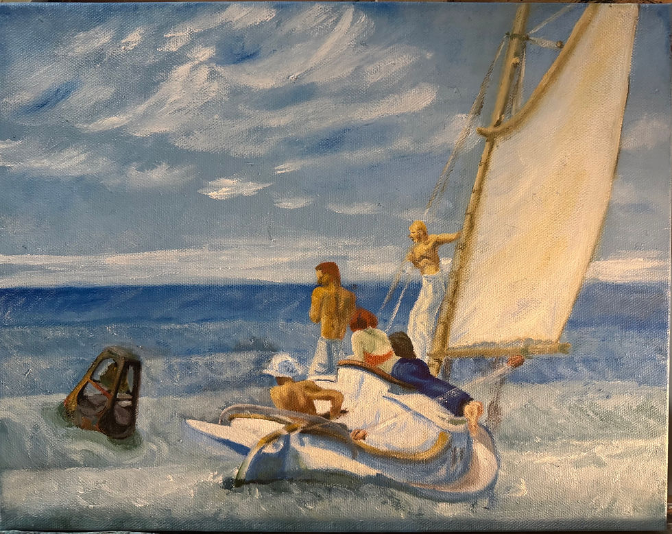 "Commission: Copy of Edward Hopper's "Ground Swell" (1939) for Birthday"
