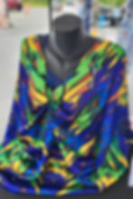 Vibrant abstract patterned top with front knot