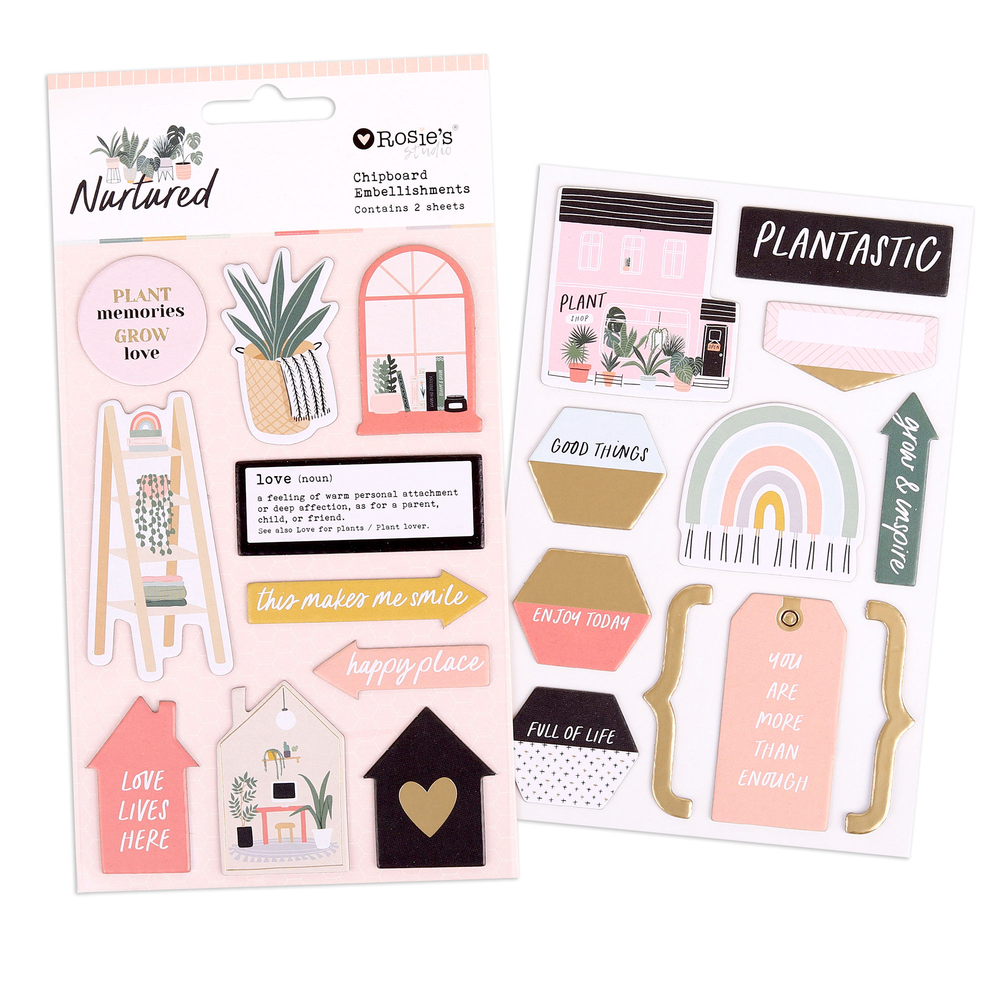 Nurtured Chipboard Embellishments 2 sheets