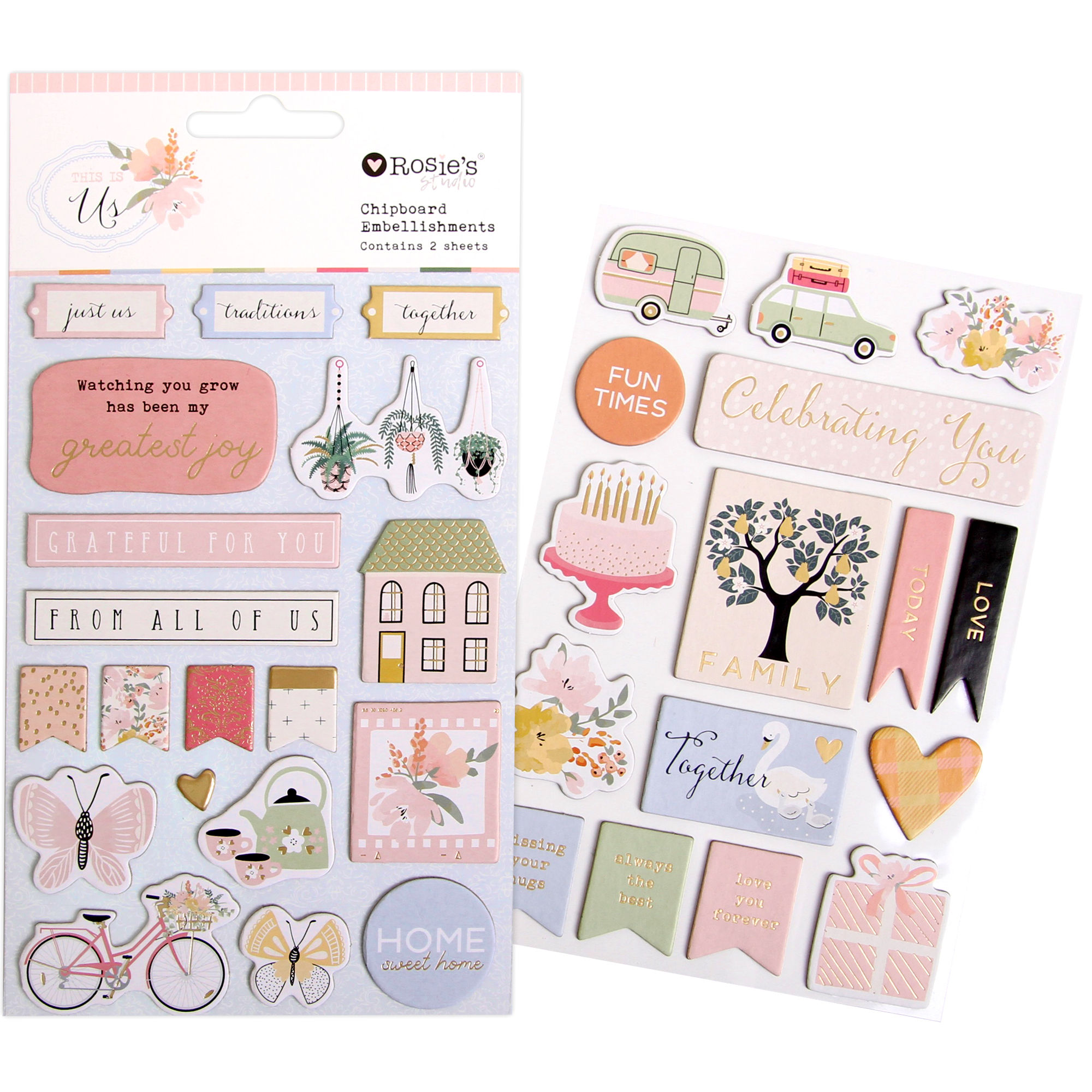 This Is Us Chipboard Embellishments 2 sheets