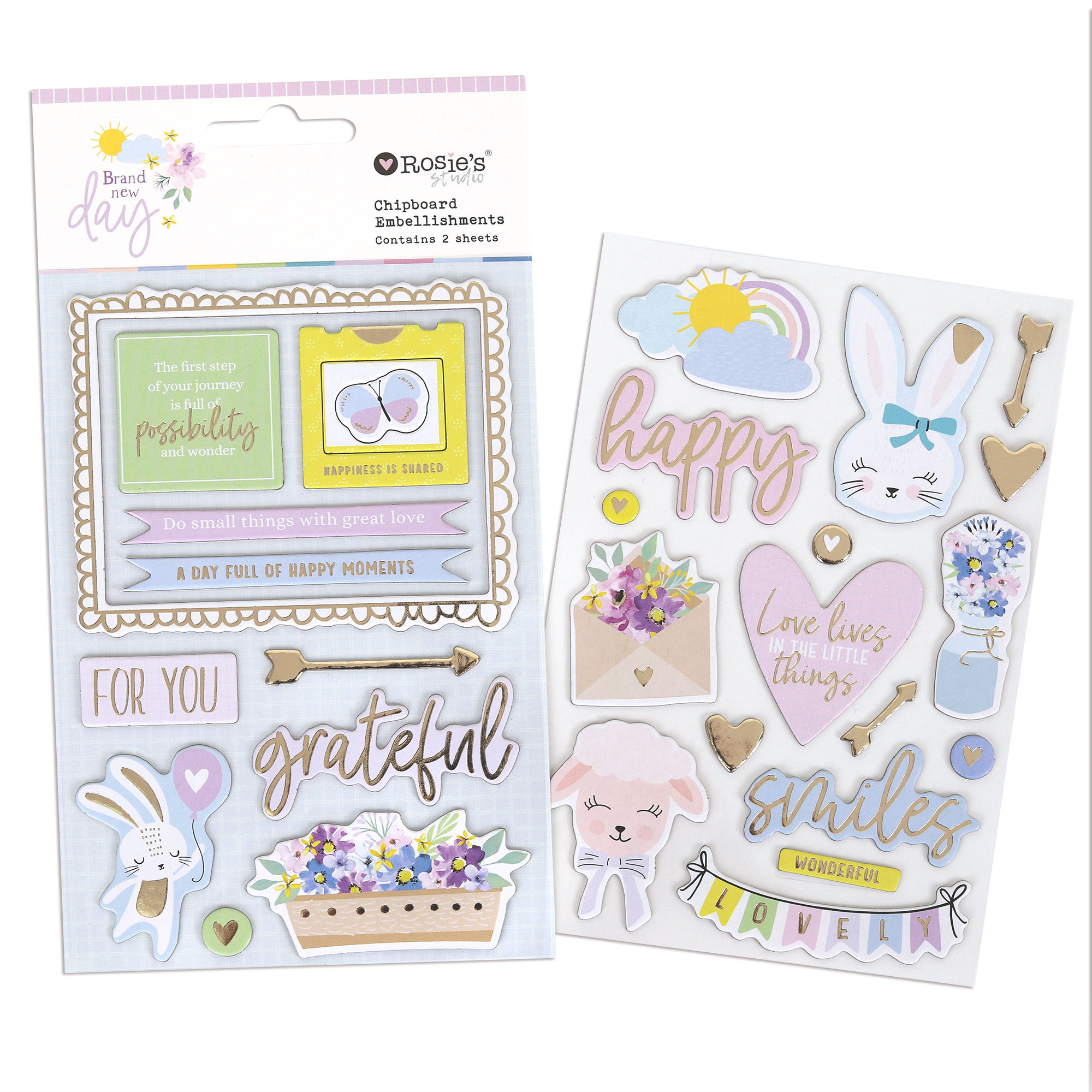 Brand New Day Chipboard Embellishments 2 sheets