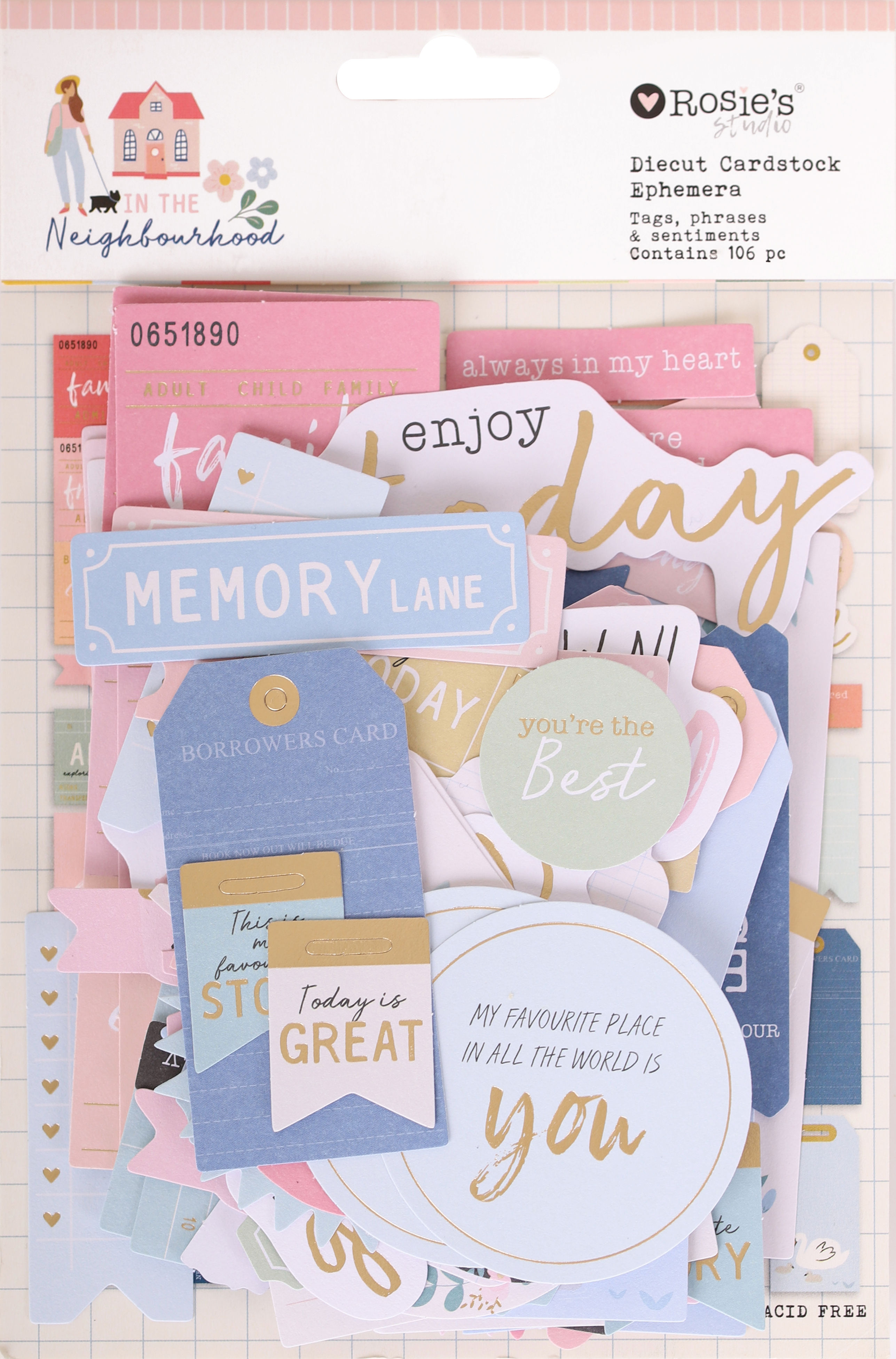 In the Neighbourhood Diecut Ephemera – Sentiments 134pc