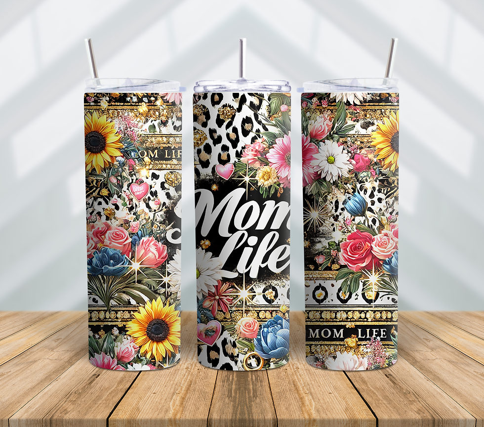 Mom Life Tumbler – Floral & Leopard Print Cup, Stylish Mother’s Day Gift