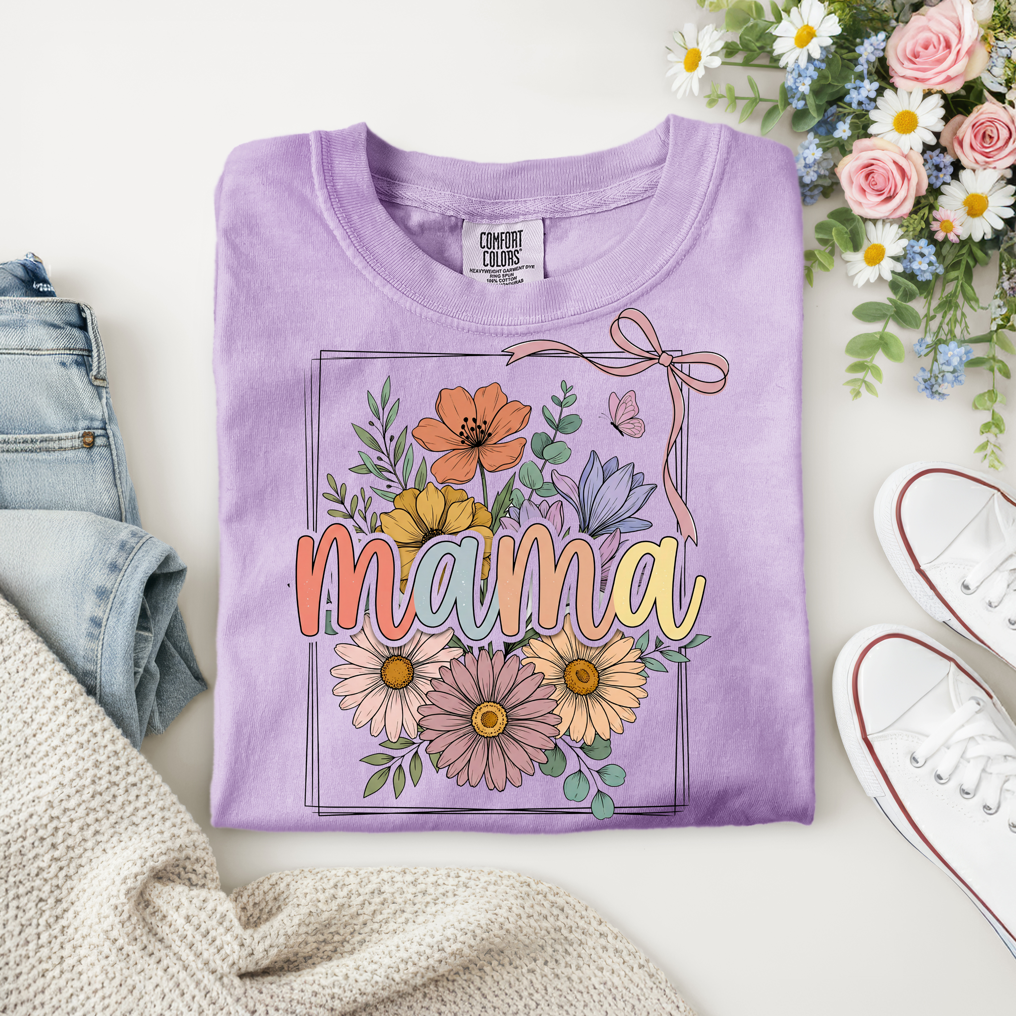 Floral Mama Tee – Cute Motherhood Graphic Shirt