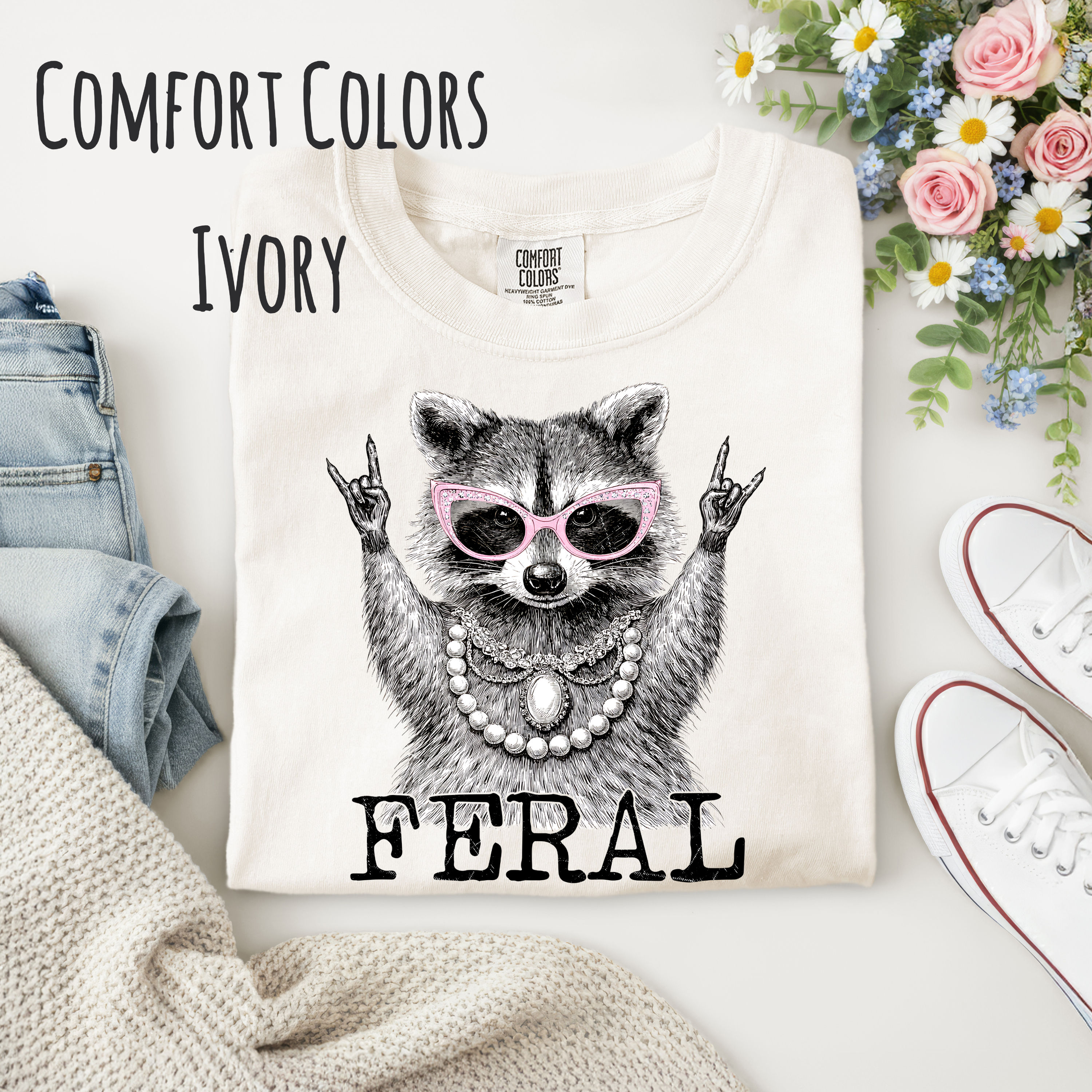 Feral Raccoon Tee | Funny Retro Wildlife Graphic Shirt