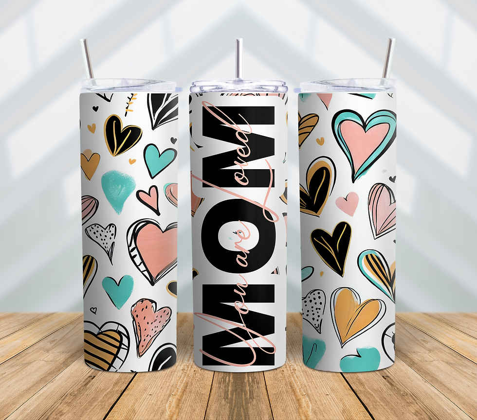 Mom Tumbler – Heart Pattern Cup, You Are Loved Design, Mother’s Day Gift