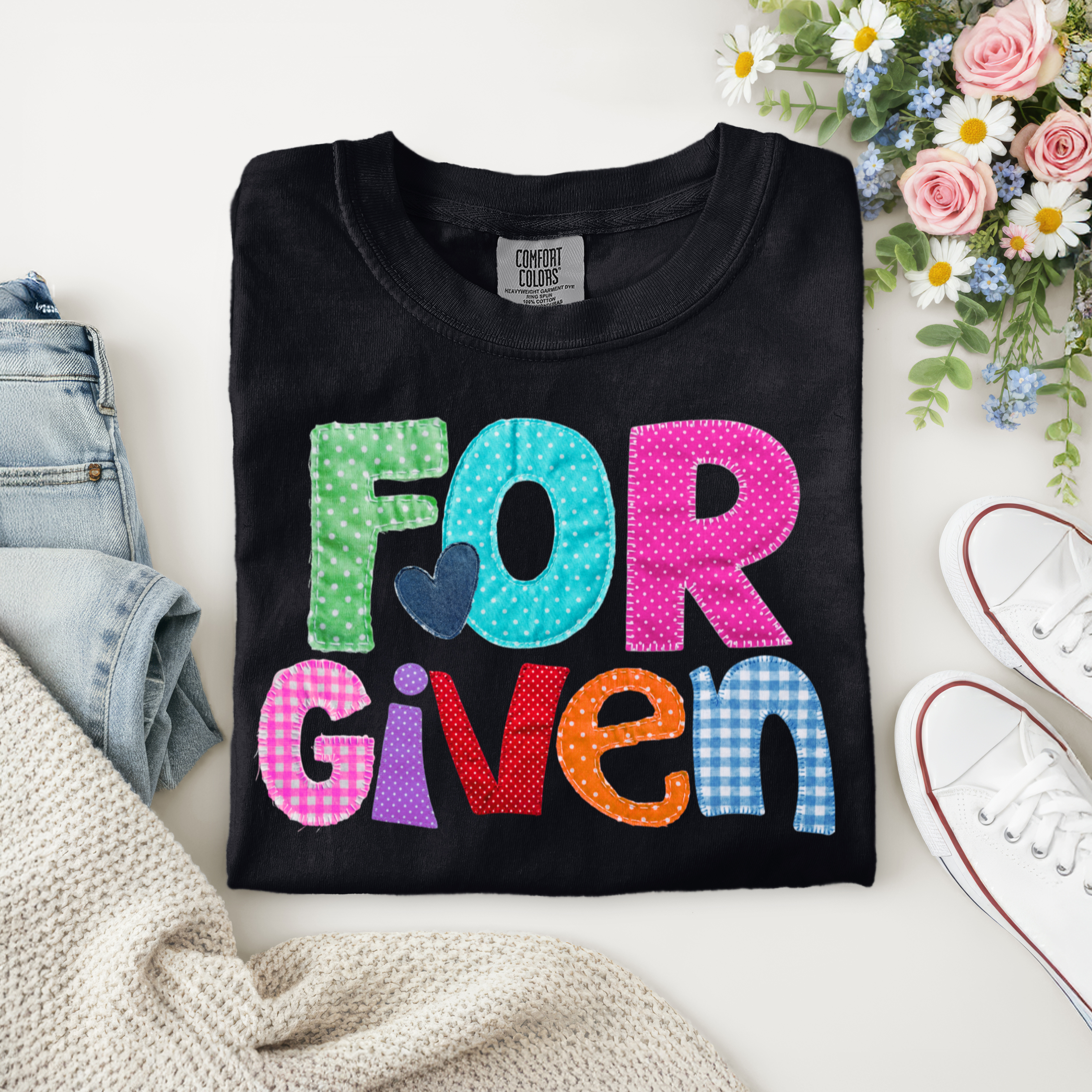 FORGIVEN Colorful Christian Graphic Tee