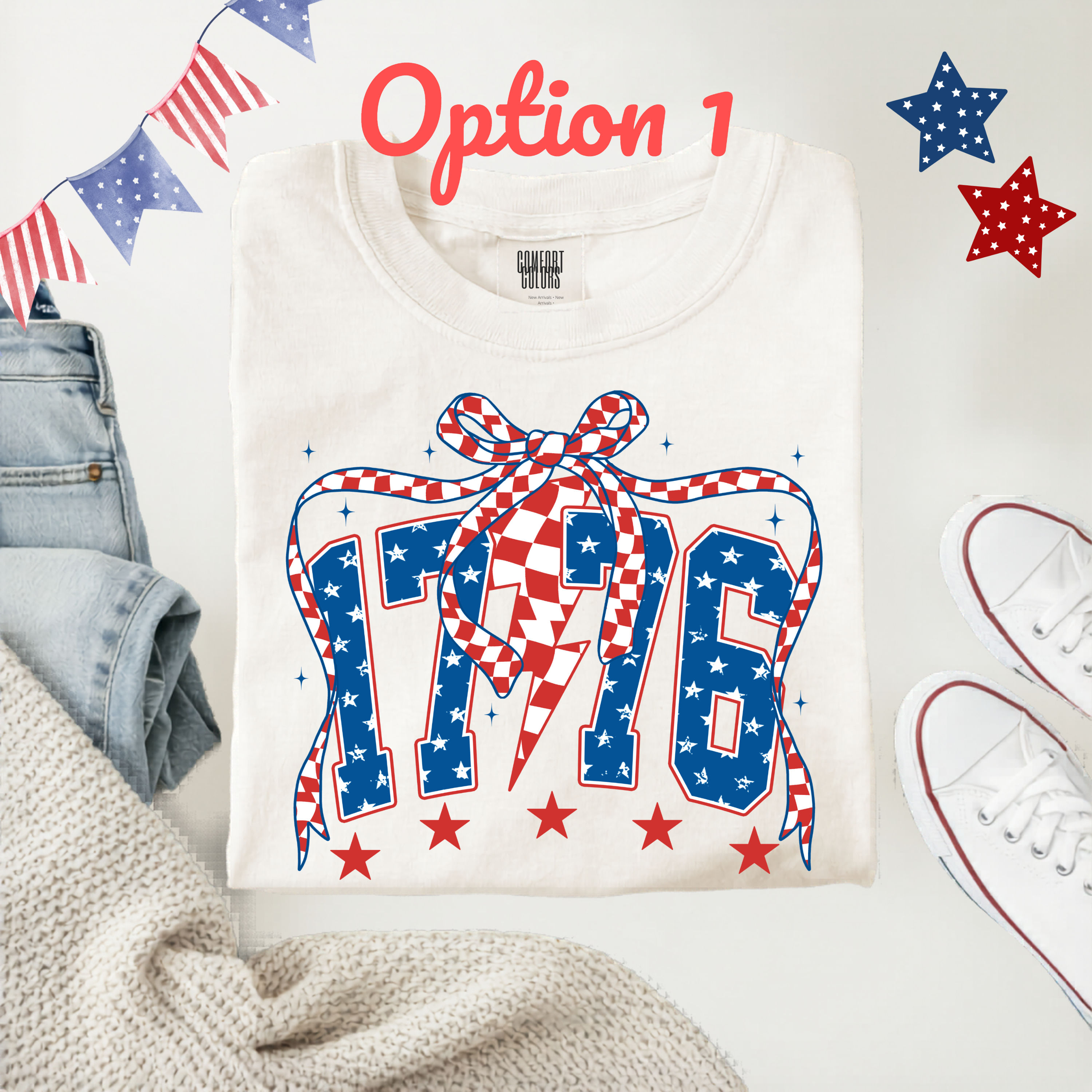 1776 Patriotic Bow Shirt | Vintage Americana Fourth of July Graphic Tee