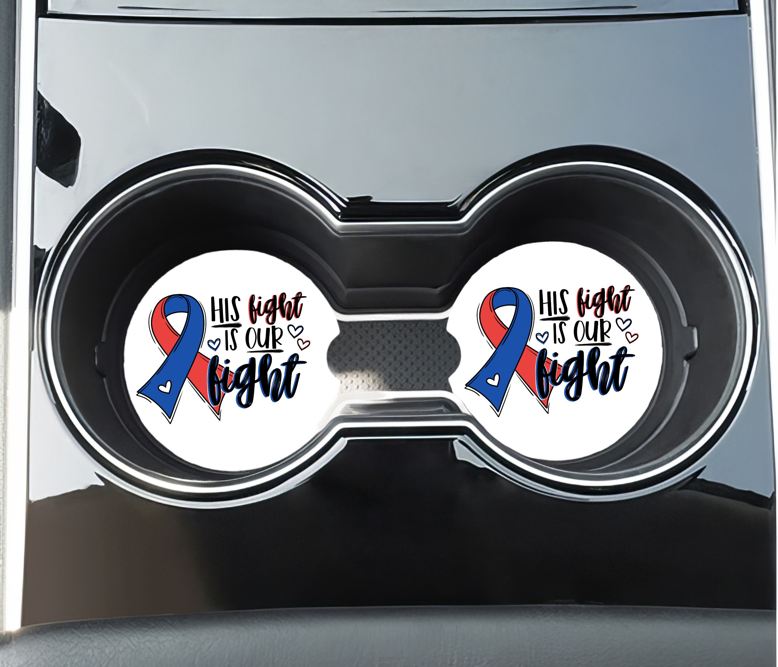 His fight is our fight car coasters- Her fight is our fight car coasters