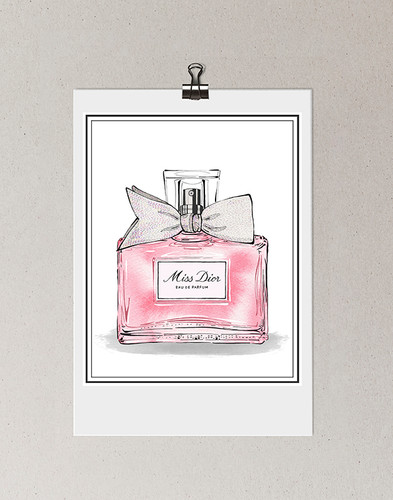 Miss Dior Fragrance Bottle unframed print Ali Hansen Art