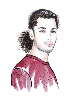 Portrait of man with ponytail