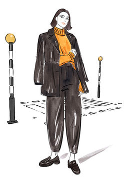 Fashion Illustration of black suit