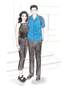 Fashion sketch of couple
