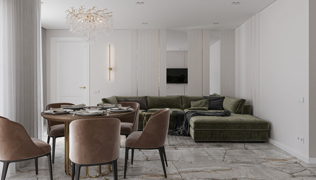 Современный дизайн интерьера квартиры для семьи с детьми. Минималистичный дизайн кухни и гостиной,
дизайн интерьера в