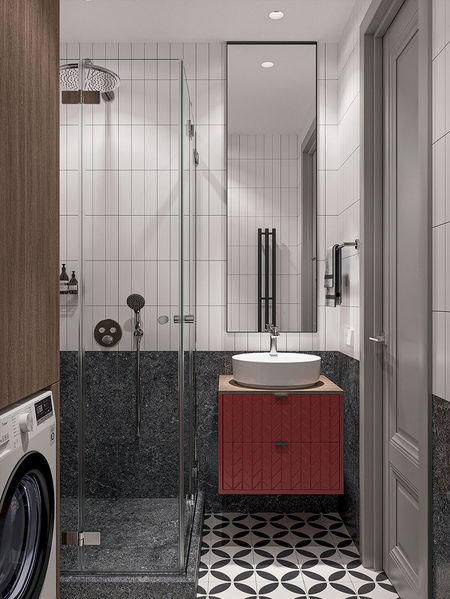 дизайн интерьера ванной, дизайн санузла в маленькой квартире, ванная с душевой зоной, план раскладки плитки, план сантехники, план точек вывода подключения сантехники 