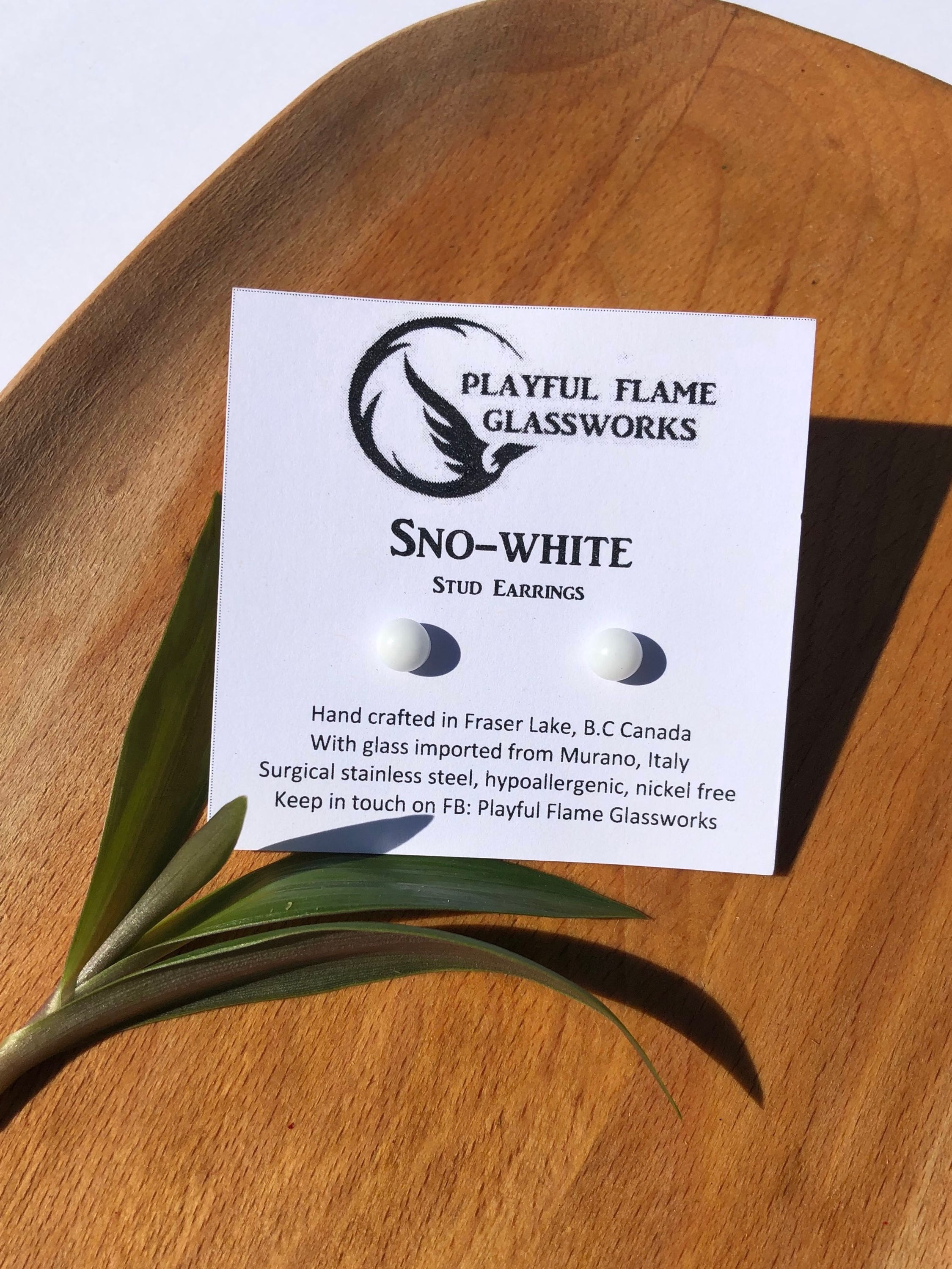 Sno-White Glass Stud Earrings