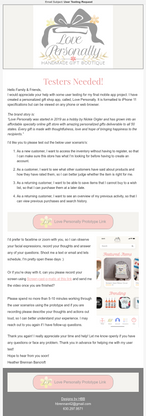 User Testing Request Email for New Customers