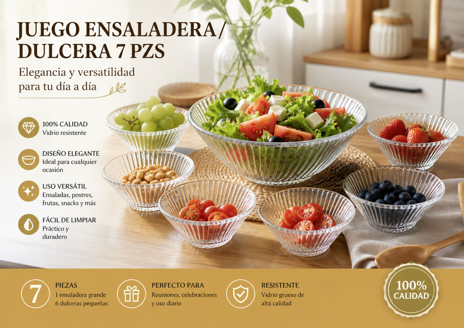 Juego Ensaladera/ Dulcera 7 pzs