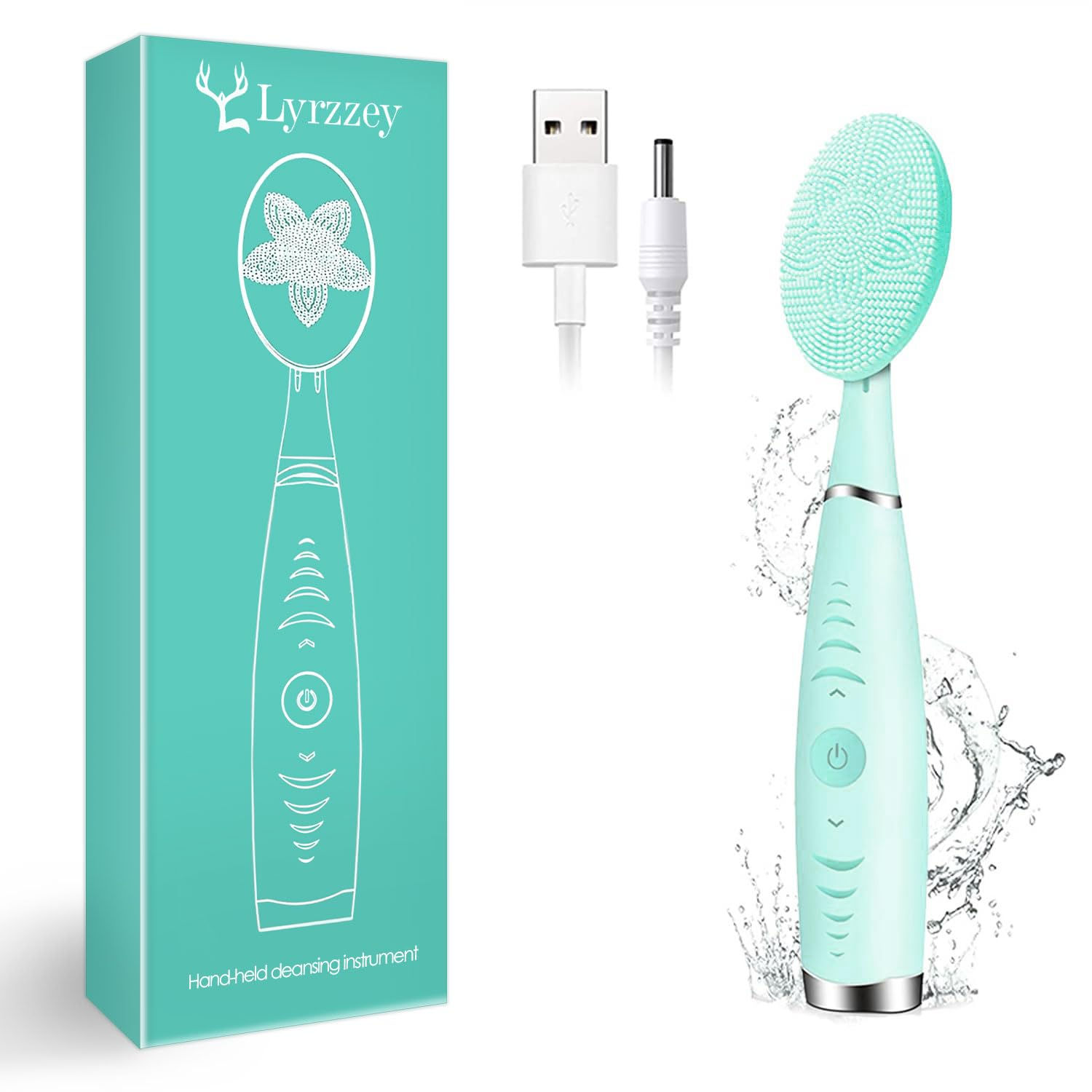 Sonic Facial Cleansing Brush Lyrzzey Portable Handled Face Cleansing Brush with