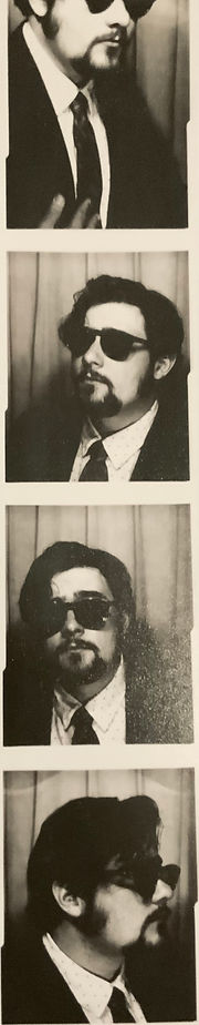 Bryan Smith About Page Photo. A vintage black and white photobooth strip. Real Artist Bryan Smith, A Freelance Artist illustrator.